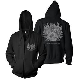 THE OCEAN - Ammonites & Ferns Design Hooded Sweatshirt With Zip (Black) - Small (Shirt)